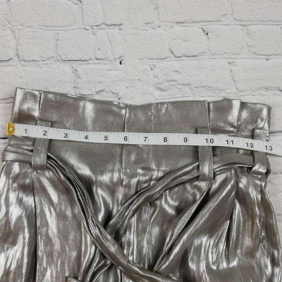Zara Trafaluc Wide Leg Metallic Khaki Pants Xsmall - Picture 3 of 7